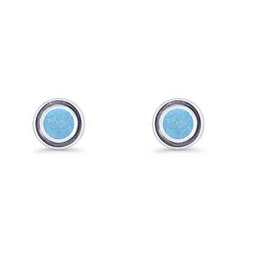 Minimalist 6.8mm Larimar Bali Stud Earring 925 Sterling Silver Wholesale